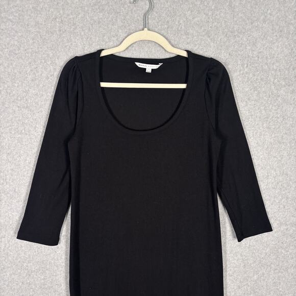 The Nines Hatch Maternity Dress Medium Midi Ribbed Slits Minimal Quiet Basic - Picture 2 of 12
